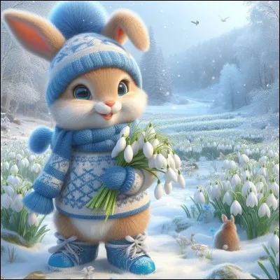 Au milieu de quelles fleurs se promène la jolie lapine ?