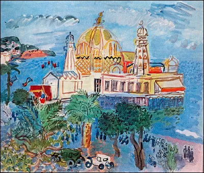 Dufy nous propose encore d'admirer un casino dans une ville réputée pour son marché aux fleurs, cours Saleya, sa fameuse salade, et pour sa socca à déguster sans modération !