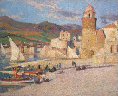 C'est le peintre pointilliste Henri Martin qui nous offre la peinture de ce château royal en bord de mer, sur la côte Vermeille.
