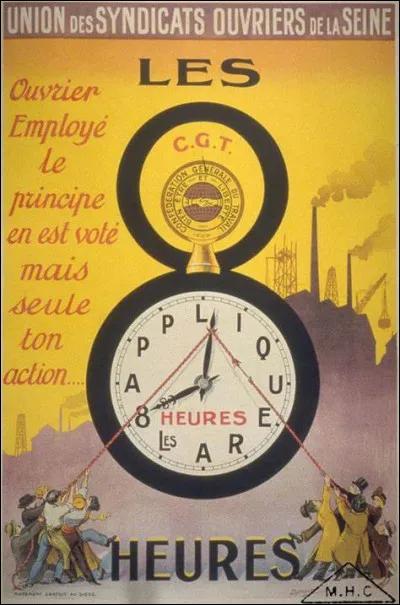Dans quel pays a été promulgué le décret sur les huit heures de travail, en 1934 ?