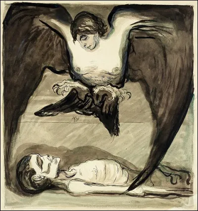 Quel peintre norvégien est lauteur de cette estampe intitulée ''Harpie'' ?