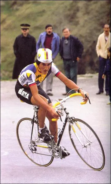 Vainqueur d'une tape de lgende  l'Alpe d'Huez sur le Tour 84, premier de la Vuelta 87, il a t l'un des meilleurs grimpeurs des annes 80...