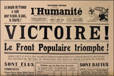 En quelle année le Front populaire accéda-t-il au pouvoir en France ?