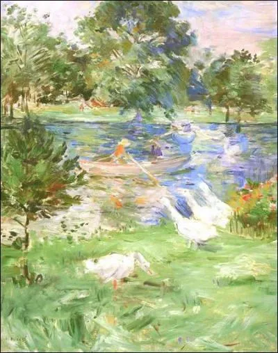 Quelle peintre impressionniste belle-soeur d'Edouard Manet a ralis 'Fille dans un bateau avec des oies' ?