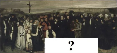 Exposé au Musée d'Orsay, "Un Enterrement à Ornans" de Gustave Courbet expose au spectateur en bas du tableau...
