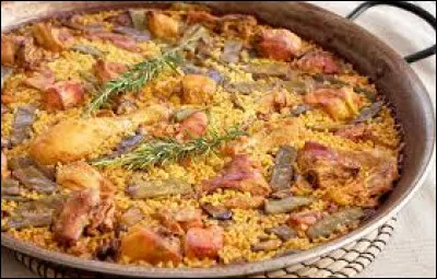 Lequel de ces ingrédients ne fait pas partie de la recette de la paëlla traditionnelle de Valence ?
