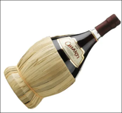 Quel est le nom d'une une bouteille à col long et à large panse garnie de paille ?