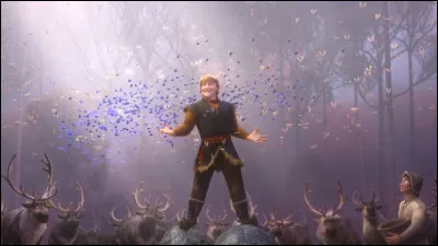 Que veut faire Kristoff lorsqu'il se trouve sur un rocher, entour&eacute; de rennes ?