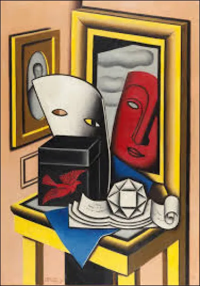 Quel artiste a réalisé, en 1927, cette toile intitulée ''Nature morte, miroir et masque technique'' ?