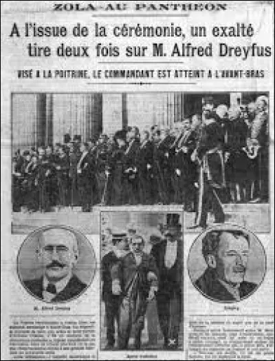 Alfred Dreyfus est la cible d'un attentat lors du transfert des cendres d'Émile Zola au Panthéon, qu'arrivera-t-il au journaliste Louis Grégori, l'auteur des coups de feu ?