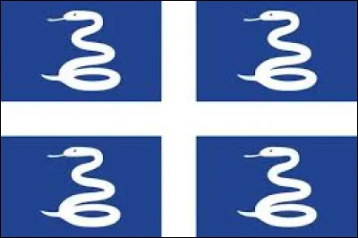 Au XVIIIe siècle, quel département d'Outre-mer avait comme symbole quatre serpents sur son drapeau ?