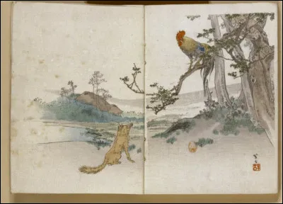 C'est ici "Le Coq et le Renard" : une des fables de La Fontaine, illustrée en 1894.
Qui est le fabuliste ?