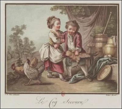 De quel style est la gravure du "Coq secouru" ?