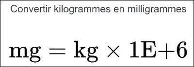 Quel nombre de milligrammes y-a-t-il dans un kilogramme ?