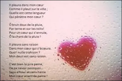Qui est l'auteur du poème intitulé "Il pleure dans mon cur" ?