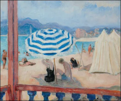 Qui a immortalisé cette scène de plage à Cannes, sur sa toile intitulée "La Parasol bleu" ?