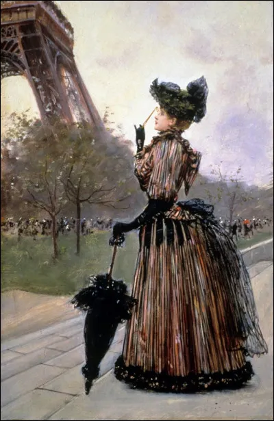 Qui a peint cette jeune femme en face de la tour Eiffel, une ombrelle à la main ?