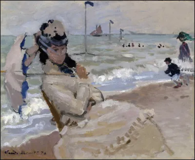 Quel peintre (spécialiste du soleil levant) a fait le portrait de "Camille sur la plage de Trouville" ?