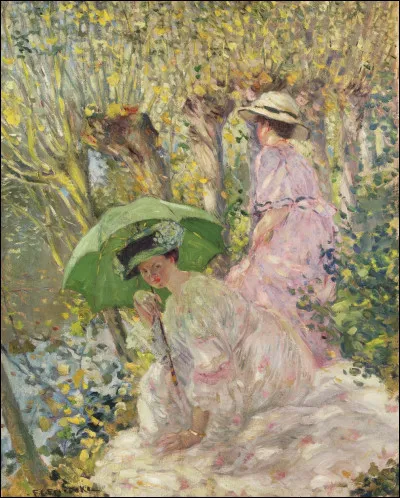 Lequel de ces artistes, faisant partie des impressionnistes américains, a peint "Deux filles dans le jardin" ?
