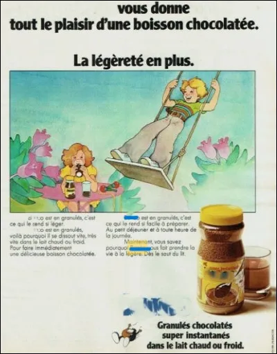 Quelle était cette boisson chocolatée sous forme de granulés ?