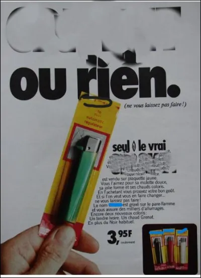 Quelle était cette première marque de briquets jetables dans les années 60 ?