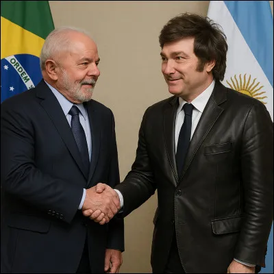 Le Président brésilien, Lula, et le Président argentin de droite radicale, Javier Milei, se serrant la main, souriant. Cette image les représentant est-elle vraie ou fausse ?