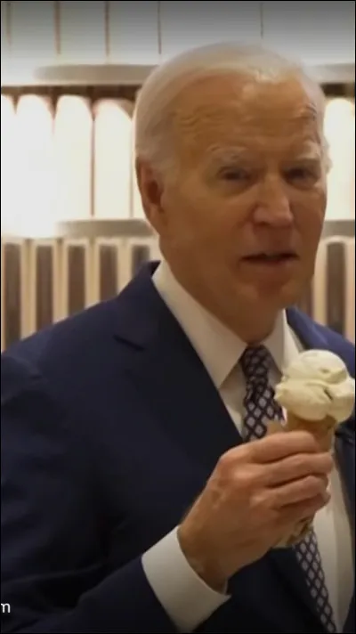 Encore lui ? Le 46e Président des États-Unis investi en janvier 2021 et sortant en janvier 2025, Joe Biden, mangeant un cornet de glace ! Il ne faut pas lui en vouloir, les dirigeants politiques ont aussi le droit à leurs moments de plaisir ! Cette image le représentant est-elle vraie ou fausse ?