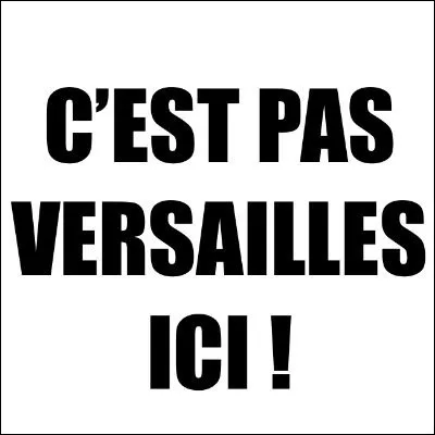 Qu'est-ce qu'est censé faire passer comme message le slogan publicitaire ''C'est pas Versailles ici'' ?