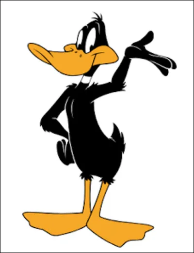 Quel est le nom de ce personnage de fiction, un canard noir anthropomorphe, fou, hystérique et farceur ?