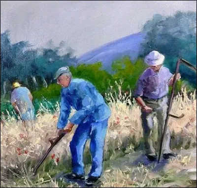 Quel était l'instrument complémentaire de ce faucheur de blé ?