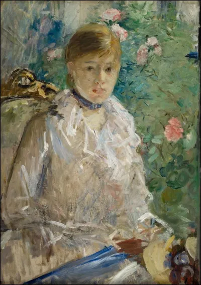 Quelle peintre est l'auteur du portrait "Jeune femme assise devant la fenêtre" en 1879 ?