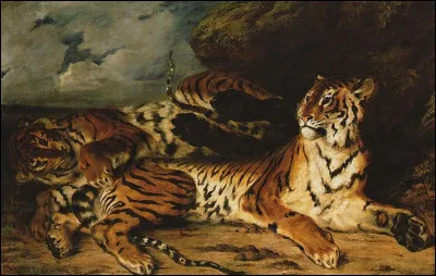 Qui a peint "Jeune tigre jouant avec sa mère" en 1830 ?