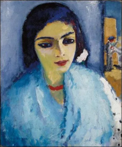 Qui a peint "Femme en bleu au collier rouge'' ?
