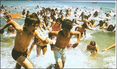 On commence avec ce film culte de 1975 où la panique s'empare de la plage. C'est une scène du film :