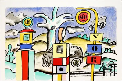 Quel peintre français cubiste est l'auteur de cette lithographie intitulée ''La pompe à essence'' ?
