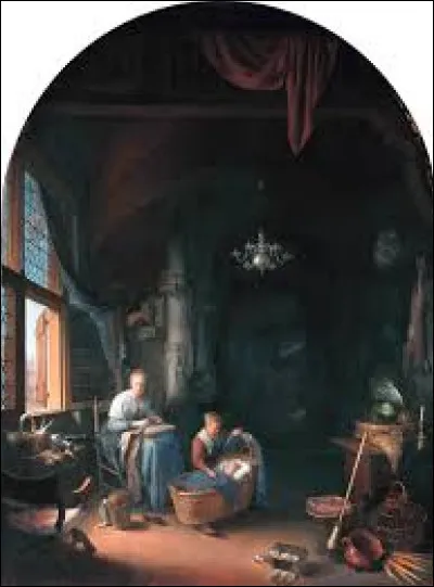 Scène de genre, ''La Jeune Mère'' est une huile sur panneau de bois réalisée en 1658. Quel peintre de l'âge d'or de la peinture néerlandaise a réalisé cette uvre ?