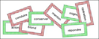 À vous de ranger ces mots dans l'ordre alphabétique : parachute, volontaire, biberon, marteau, président, valise, berceau, musique, pelouse, boisson, masque et virement.