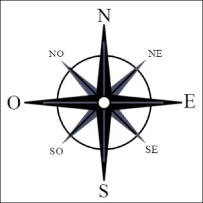 Quel point cardinal voit sa première lettre changer entre le français et l'anglais ?