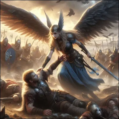 Quelles divinités mineures sont chargées d'emmener ces guerriers au Valhalla ?
