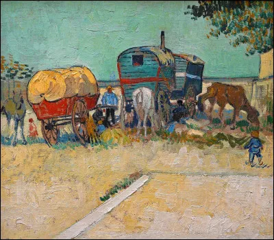 Quel peintre du 19 e siècle est l'auteur de ce tableau intitulé ''Les Roulottes, campement de Bohémiens''