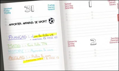 Comment se nomme ce cahier où l'on note les exercices à faire ?