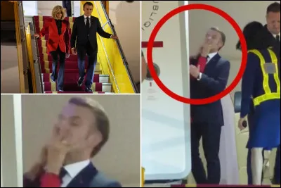 Au moment de larrivée dans quel pays, à loccasion dune visite dÉtat, Emmanuel Macron a-t-il reçu une gifle de la part de sa femme, Brigitte Macron, avant de descendre de son avion privé ?