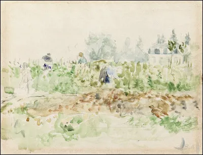 Son aquarelle est intitulée "Dans les vignes" :