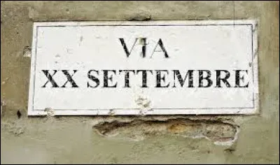 A quelle année le "20 septembre", qu'on rencontre dans de nombreuses villes italiennes, fait-il référence ?
