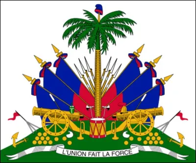 Quel État des Antilles possède un drapeau bleu et rouge avec ce détail en son centre ?