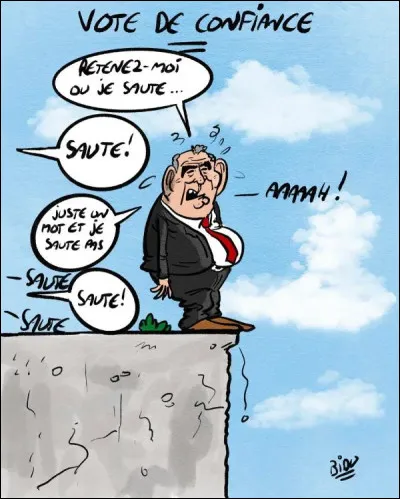 Juste avant les vacances des députés, le Premier ministre fait une déclaration de politique générale à l'Assemblée nationale et demande un vote de confiance, comme c'était prévu depuis deux semaines. Cependant, il n'y a que 67 députés qui sont présents, les 510 autres sont déjà partis en vacances. Dans ce cas...