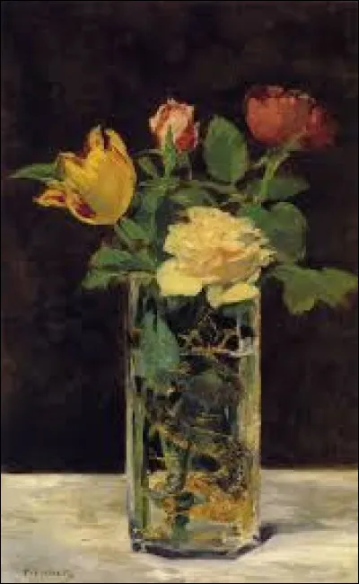 En 1883, quel impressionniste a réalisé cette nature morte intitulée ''Roses et tulipes dans un vase'' ?