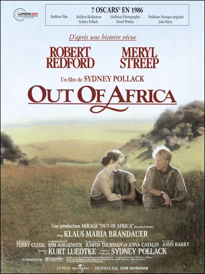Le film intitulé "Out of Africa" est sorti en...