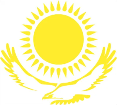 Sur un fond bleu turquoise on peut observer cet aigle et ce soleil jaunes sur le drapeau du...