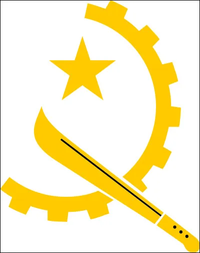 Au centre de quel drapeau noir et rouge voit-on cette étoile à cinq pointes entourée d'une moitié de roue dentée croisée par une machette ?